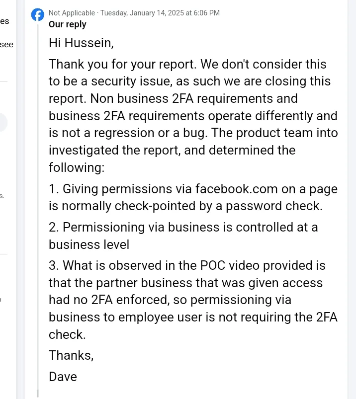 The First Response: Marked as “Not Acceptable” – screenshot